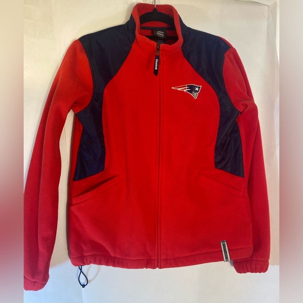 VTG New England Patriots Reebok NFL‎ Sweatshirt Full Zip Fleece Jacket Medium